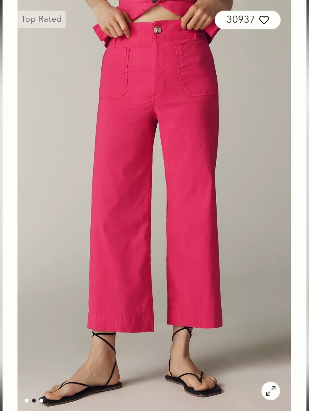 Maeve Colette Bright Coral Wide Leg Crop Pants